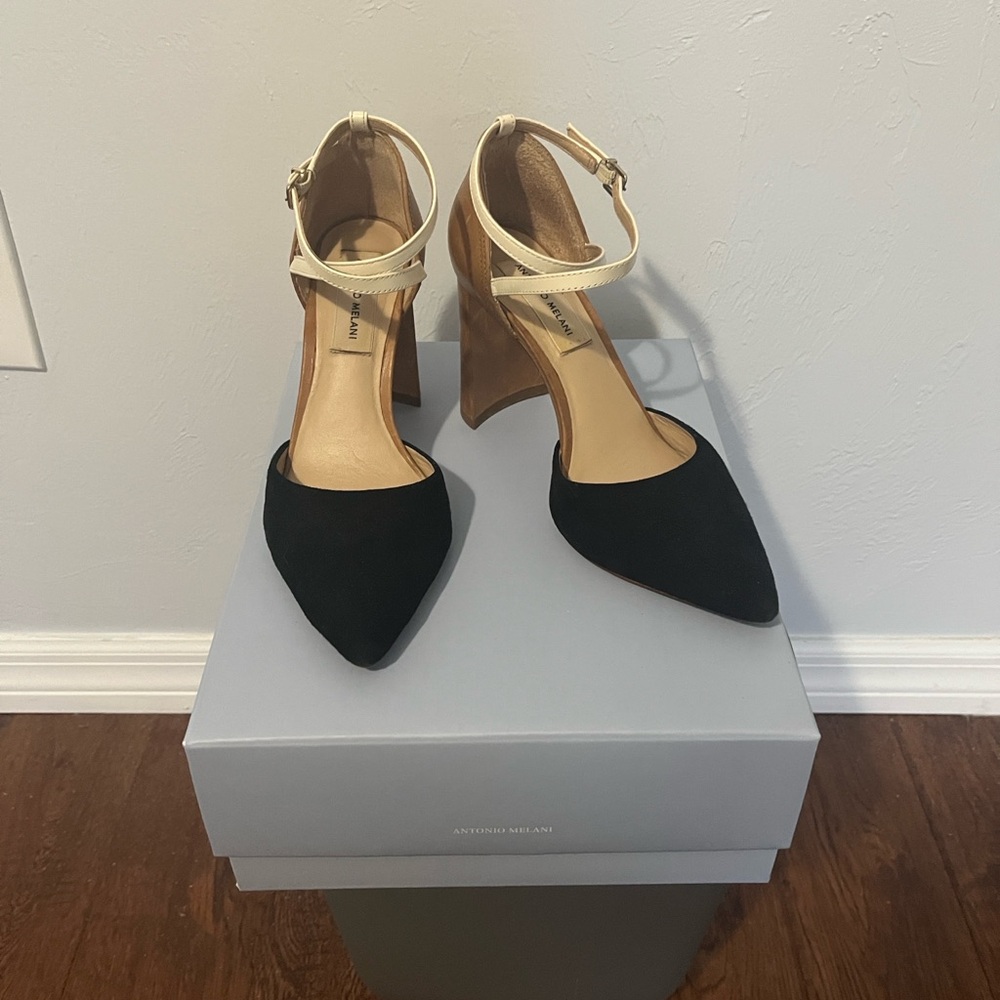 ANTONIO MELANI Black and Cream Heels